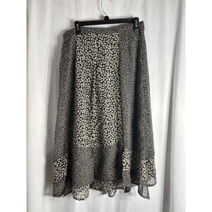 Christopher & Banks Women's‎ Black Floral Print Midi Skirt Size 10